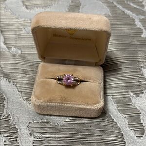 Faux pink topaz and faux diamond ring
